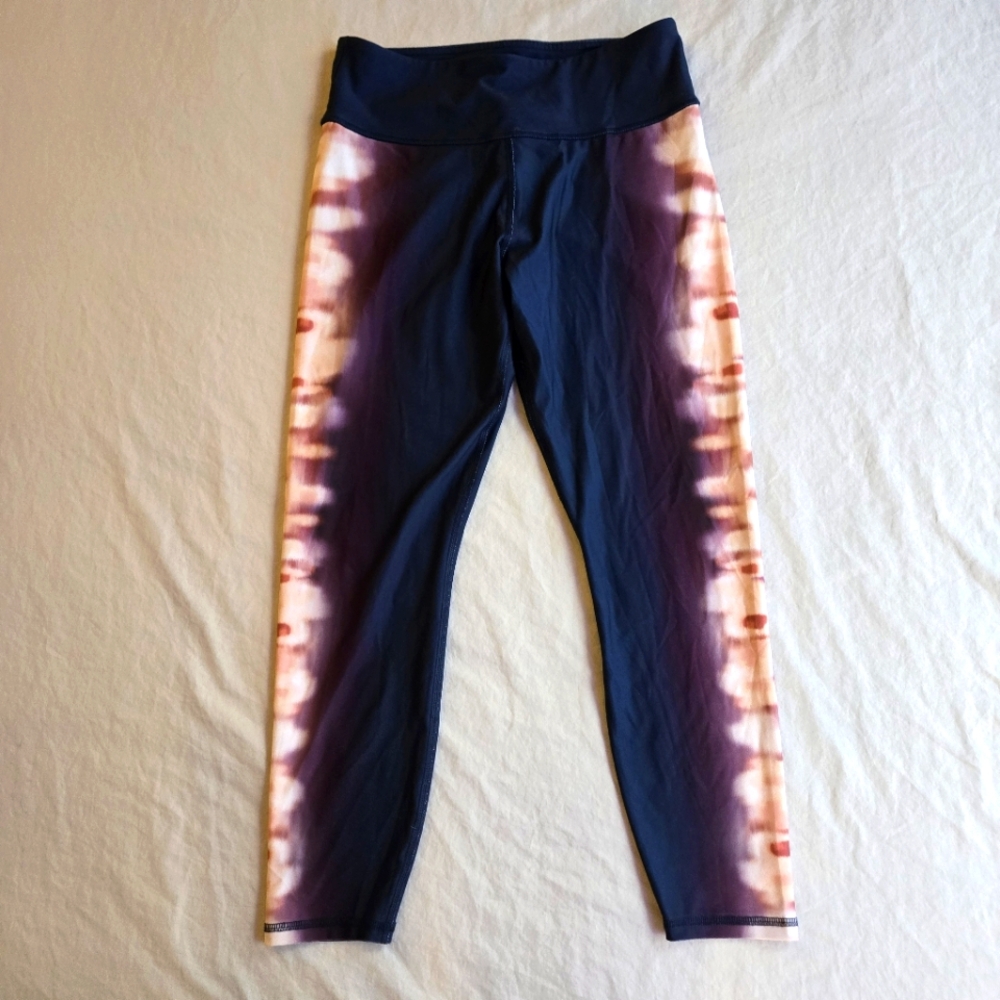 Forever 21 Active Navy & Neon Glow Stripe Leggings
